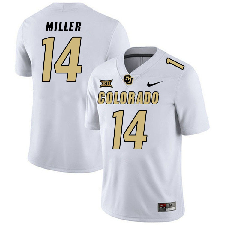 Colorado Buffaloes #14 Omarion Miller Big 12 Conference College Football Jerseys Stitched Sale-White